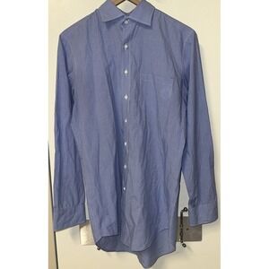 Sid Mashburn Men Size Medium Blue‎ Check Button Up L/S Shirt Plaid Casual